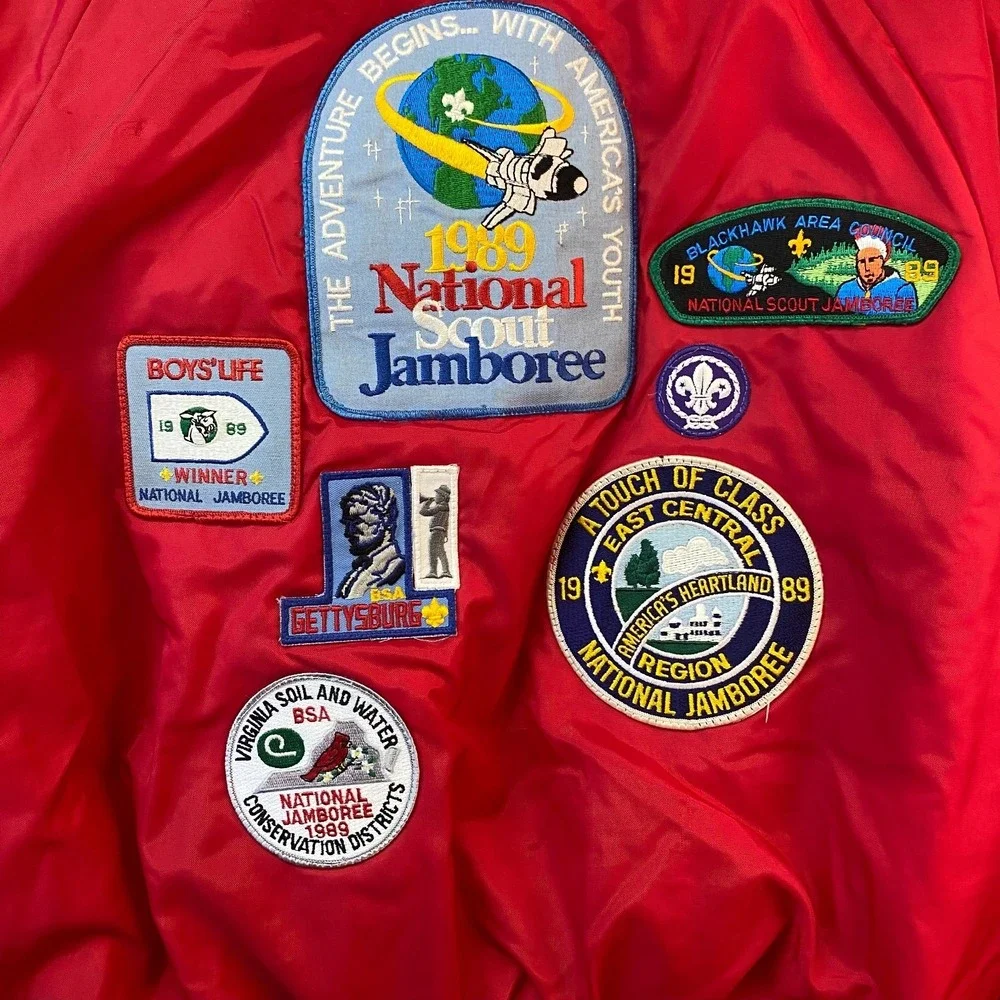 Vintage King Louie 1989 BSA Jamboree Jacket M Red Nylon USA
